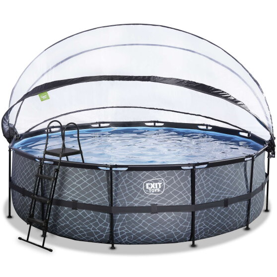 EXIT Stone pool 16ft x 48in with sand filter pump and dome - grey