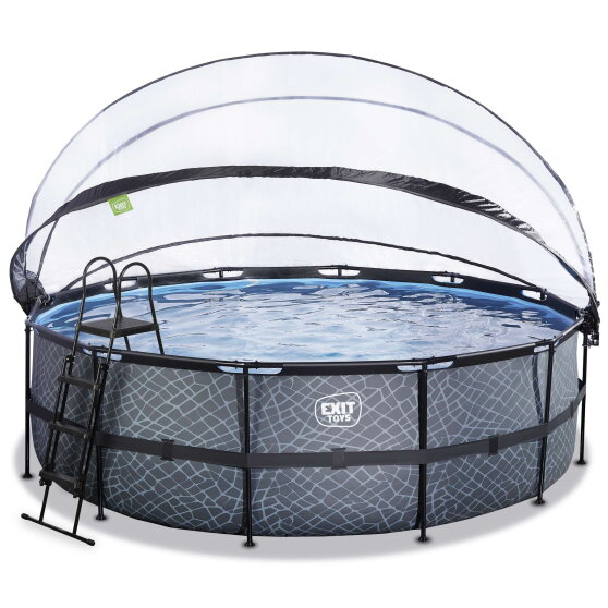 EXIT Stone pool 15ft x 48in with sand filter pump and dome - grey