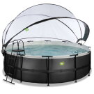 EXIT Black Leather pool 15ft x 48in with sand filter pump and dome and accessory set - black