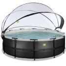 EXIT Black Leather pool 16ft x 48in with sand filter pump and dome and accessory set - black