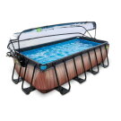 EXIT Wood pool 13ft x 6.6ft x 39in with sand filter pump and dome - brown