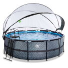 EXIT Stone pool 14ft x 48in with sand filter pump and dome - grey