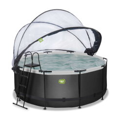 EXIT Black Leather pool 12ft x 48in with sand filter pump and dome and accessory set - black