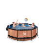 EXIT Wood pool ø244x76cm with filter pump and dome - brown