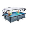 EXIT Stone pool 300x200x65cm with filter pump and dome - grey